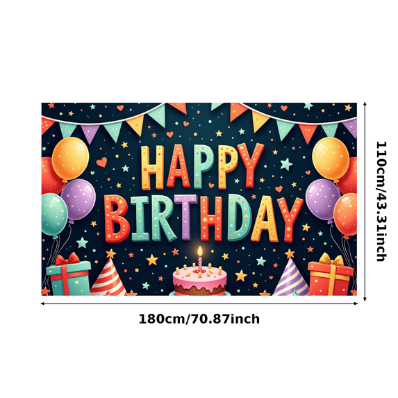 Decorative Banner Happy Birthday Colorful Design Birthday Banner Balloon Decoration Star Confetti for Birthday Party Kids Celebration Event