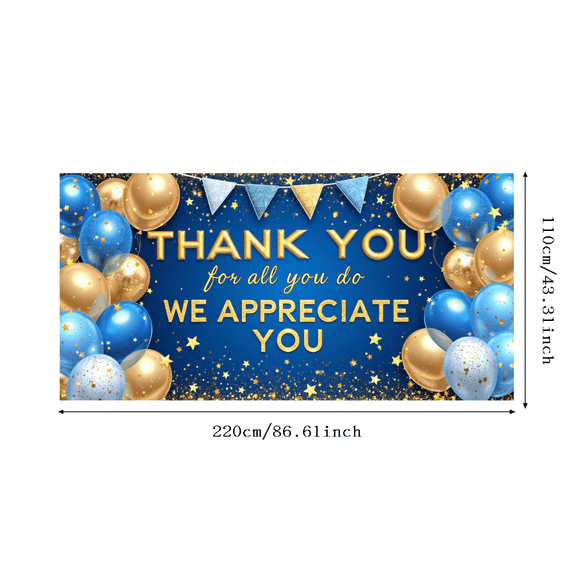 Decorative Banner Thank You Balloon Design Party Decoration Appreciation Banner for Employee Kudos Indoor Event Celebration
