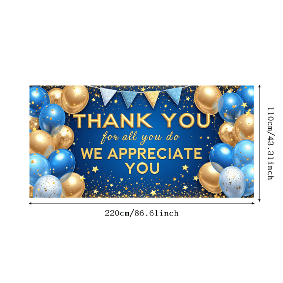 Decorative Banner Thank You Balloon Design Party Decoration Appreciation Banner for Employee Kudos Indoor Event Celebration