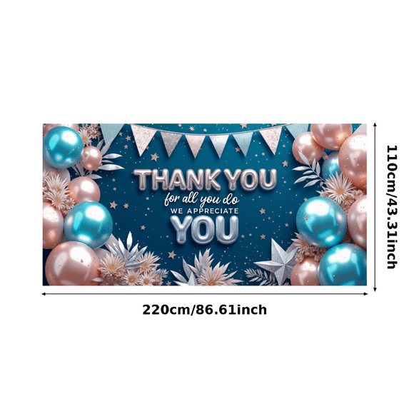 Decorative Banner Thank You Balloon Design Party Decoration Appreciation Banner for Employee Kudos Indoor Event Celebration