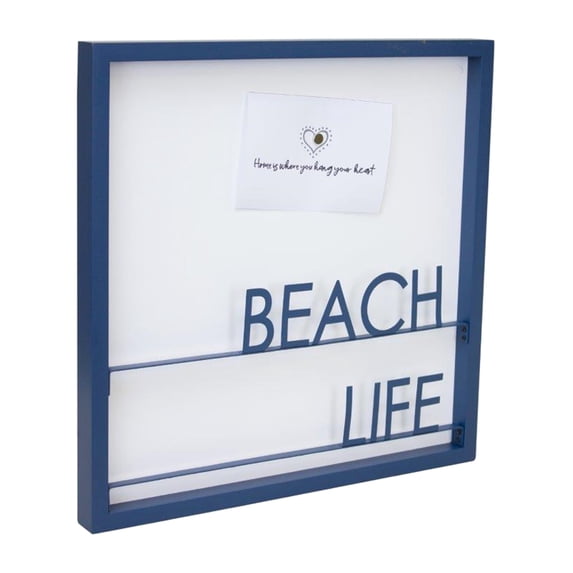 Decorative Beach Life Memo Board 15.75"Sq Metal, Mdf