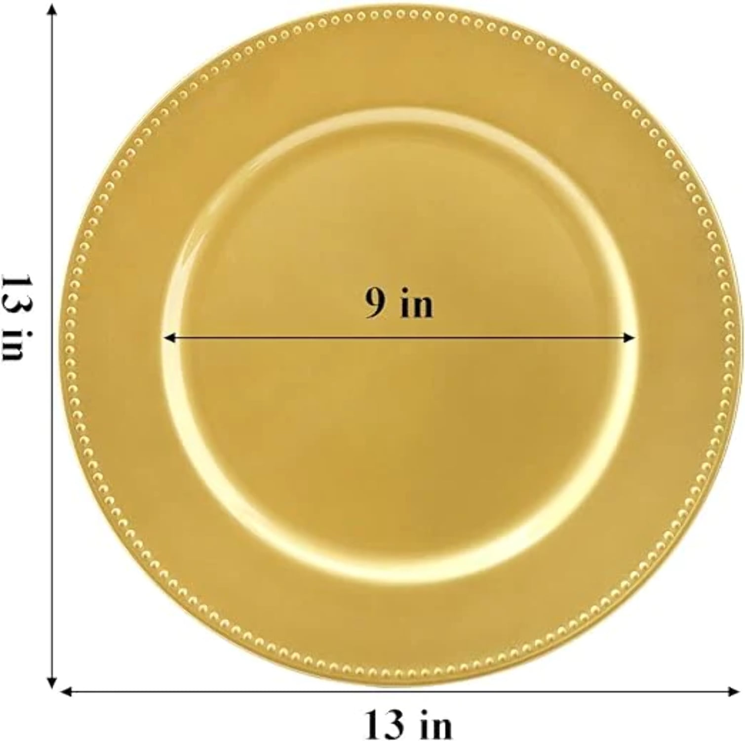 Decorative Beaded Border Charger Plate, 13" Round Holiday Tabletop