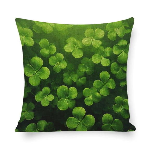Decorative Bed Pillows St Patricks Day Lucky Spring Green Clover Shamrock Pillowcases 18"x18" Irish Style Zippered Pillow Cover Decorative Couch Pillow Cover for Sofa