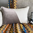 thumbnail image 1 of Decorative Beige 12"x24" (30x60 cm) Lumbar Pillow Cover, Velvet Patchwork & Color Blocking Oblong Pillow, Patchwork Pattern Modern Style - Velutinous Taupe, 1 of 10