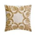 thumbnail image 1 of Decorative Beige 26"x26" (65x65 cm) Euro Shams, Linen Embroidery, Jute Pearl Euro Shams For Couch, Floral Pattern Contemporary Style - Maisy, 1 of 3