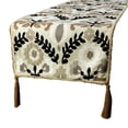 thumbnail image 1 of Decorative Beige Table Runner Coffee Table Runner (14 x 36 inch), Lace Embroidery & Tassels Table Runner, Linen fabric Table Linen, Floral Pattern Contemporary Style - Atushi, 1 of 10