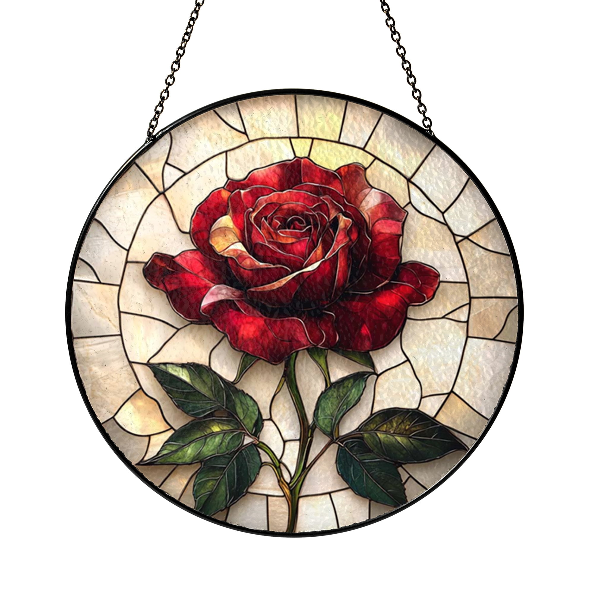 Window Flower Glass Decorative Birth Flower Window Hanging, Stained Glass Style Botanical ...