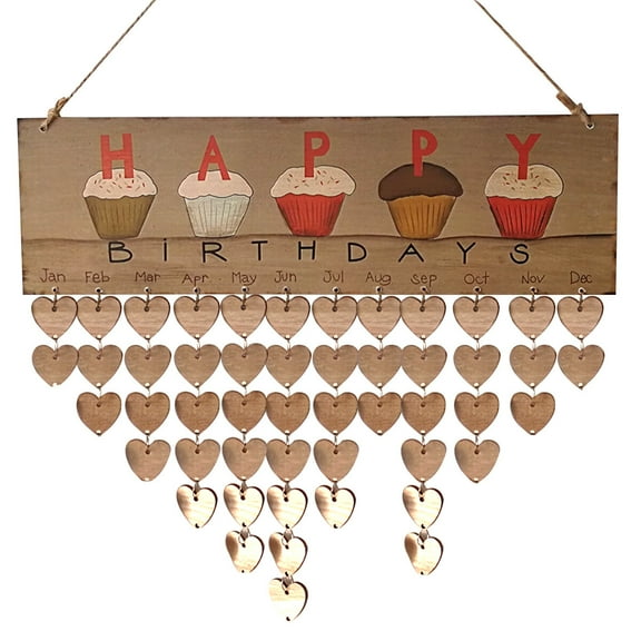 GARVALON Birthday Dates Wall Hanging Wooden Multi-Colored 1 Set 15.7X4.7X0.2In