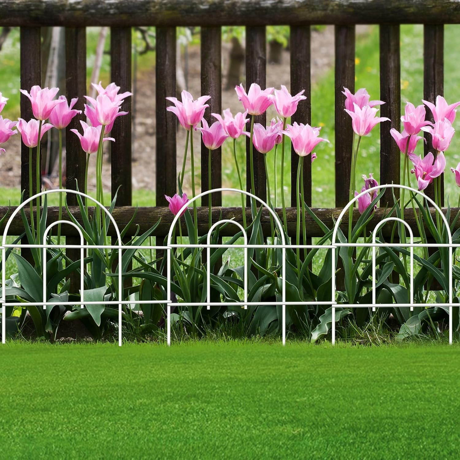 Decorative Black Garden Border Fence 18inX50ft Metal Wire Edging Flower Bed Folding Fences Panel Outdoor Garden Fencing Patio Edge Landscape for Yard