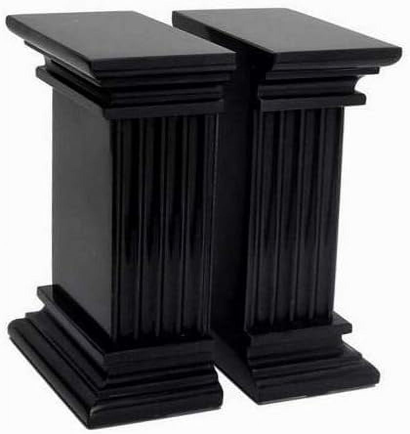 Decorative Black Marble Bookends, Heavy Stone Column Bookends for