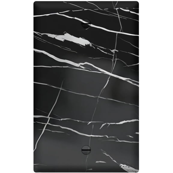 Decorative Blank Wall Plate Cover, Black Marble Blank Outlet Cover Plate,Electrical Receptacle Wall Plates Decoration