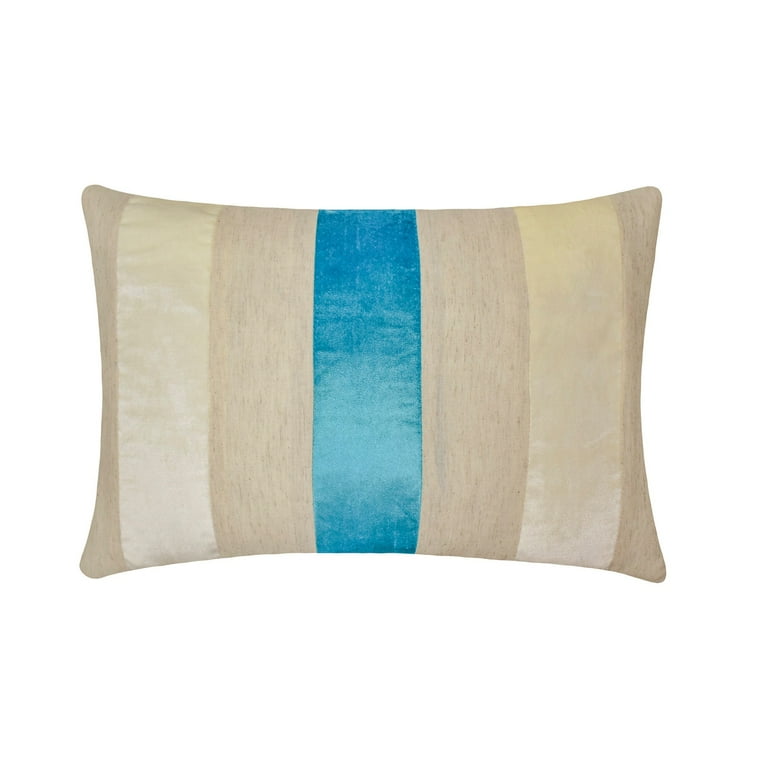 Blue linen lumbar pillow top