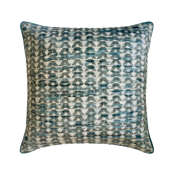 Decorative Blue 16"x16" (40x40 cm) Throw Pillows, Suede Shibori & Quilted Throw Pillows For Couch, Geometric Pattern Modern Style - Kia