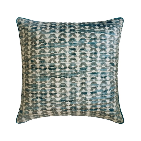 Decorative Blue 18"x18" (45x45 cm) Pillow Covers, Suede Shibori & Quilted Throw Pillows For Sofa, Geometric Pattern Modern Style - Kia