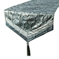 thumbnail image 1 of Decorative Blue & Silver Table Runner 8 Seater Table Runner (16 x 108 inch), Beaded, Foil & Tassels Table Runner, Silk fabric Table Linen, Geometric Pattern Modern - Hexagonal Foil, 1 of 10