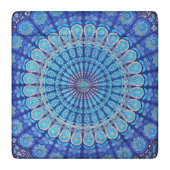 Decorative Bohemian Floral Square Tablecloth 36x36 Inch with Stretch Fit for Various Tables