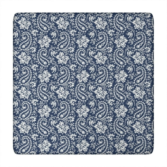 Decorative Bohemian Pattern Elastic Table Cover, 34 Inch Square Tablecloth for Indoor Outdoor Use on Patio and Card Tables