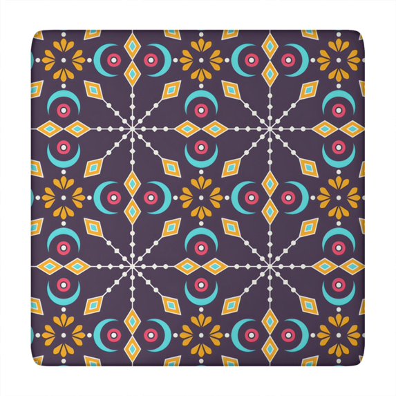 Decorative Boho Floral Square Table Cover 34x34 Inch Elasticized Edge for Patio Dining Sets and Kitchen Tables