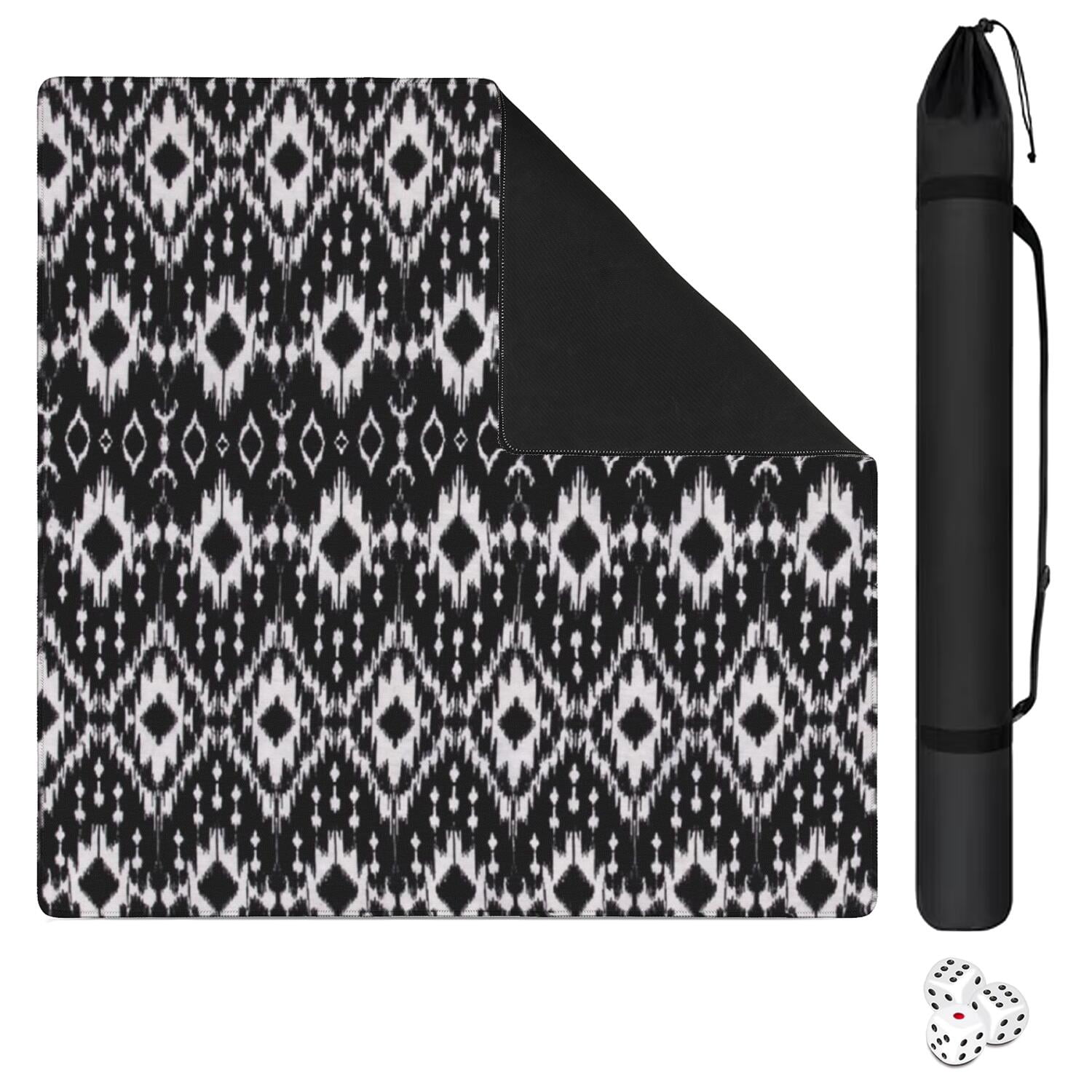 Decorative Boho Inspired Non-Slip Table Mat for Mahjong 31.5 Inch Square Rubber Surface Reduces Tile Noise for Card Games Board Games and Game Nights