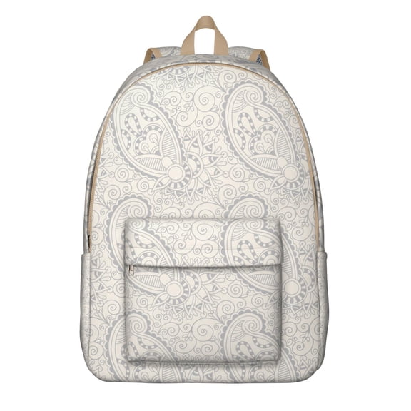 Decorative Boho Paisley Backpack, Retro Floral Mandala Style School Daypack for Women with Ethnic Pattern