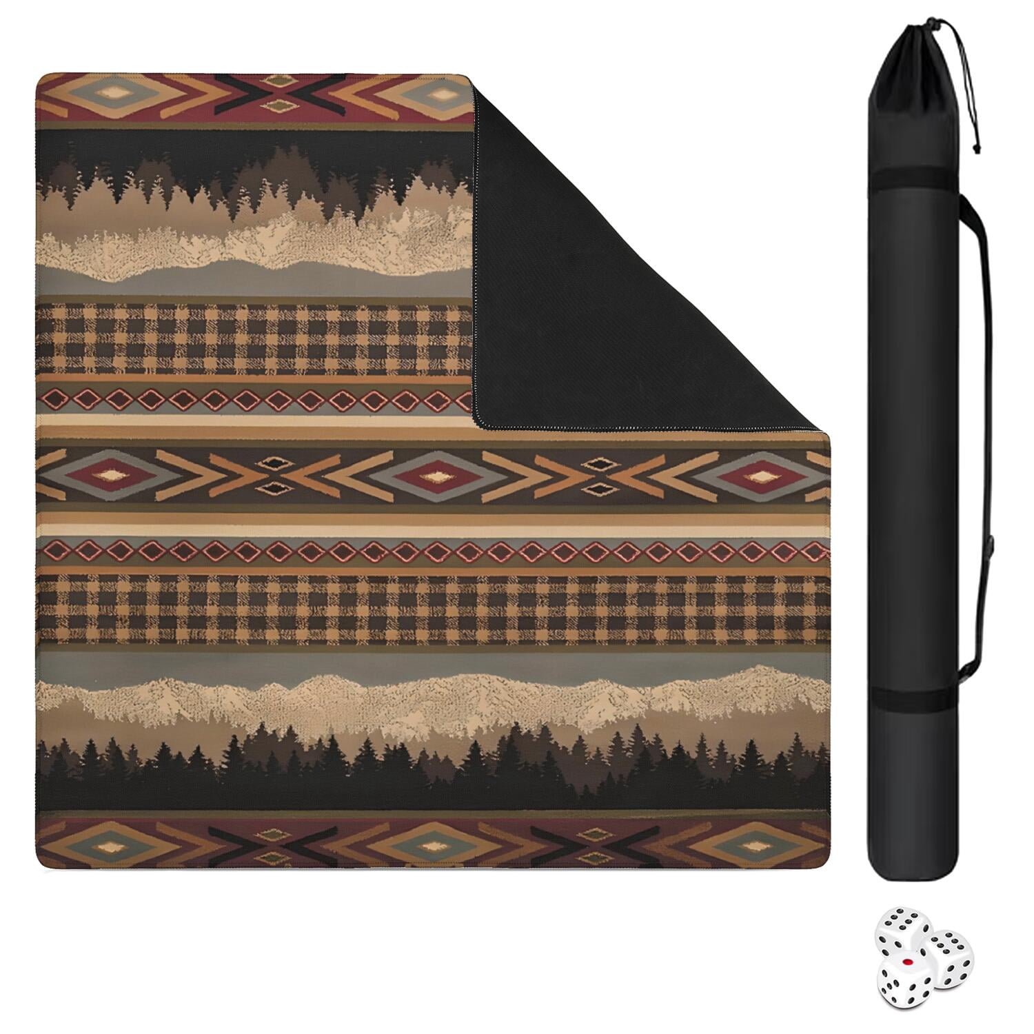Decorative Boho Style Anti-Slip Table Mat for Mahjong 31.5x31.5 Inch Rubber Pad Reduces Noise for Card Games Board Games and Game Room Activities