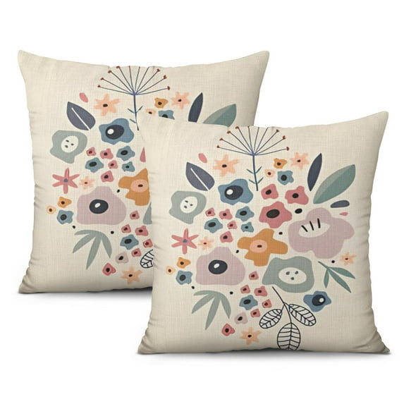 Decorative Boho Throw Pillow Covers, Abstract Navy Blue Burnt Orange, 18x18 inch Set of 2, Mid Century Modern Aesthetic, Ideal Geometric Minimalist Art Decor for Bed, Couch, Home Decor