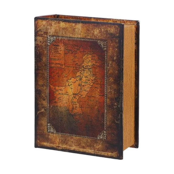 Decorative Book Box Leather Embossed Cover Vintage Style Brown Storage Box - Large 1-06, Decoration for Coffee Table, Bookshelves, Jewelry, Postcard, Photo Storage, Graduation Gift