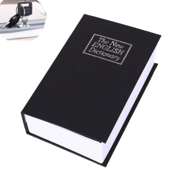 Decorative Book Box – Hidden Compartment Security Box with Key Lock, Portable Steel Lockbox for Keepsakes & Documents, Fake Book Prop for Office, Home, Dorm