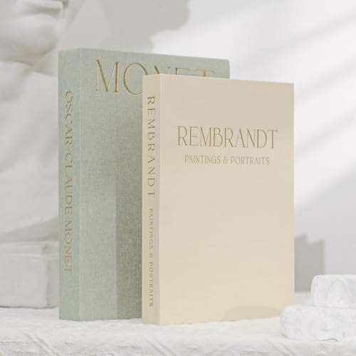 Decorative Book Boxes Set of 2 - Faux Book Storage for Photos & Keepsakes Elegant Linen Fabric Coffee Table, Bookshelf, Mantel Decor Aesthetic Home Organization Box$$Home Decor, Kitchen, & Other