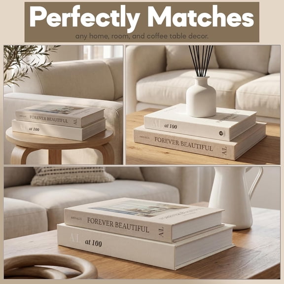 Decorative Book Boxes Set of 2 Faux Linen Storage with Hidden Compartment for Coffee Table and Shelf