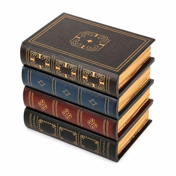 JWGIETK Decorative Book Storage Box, Wooden European Vintage Faux Book Design for Jewelry, Keepsakes and Home Decor