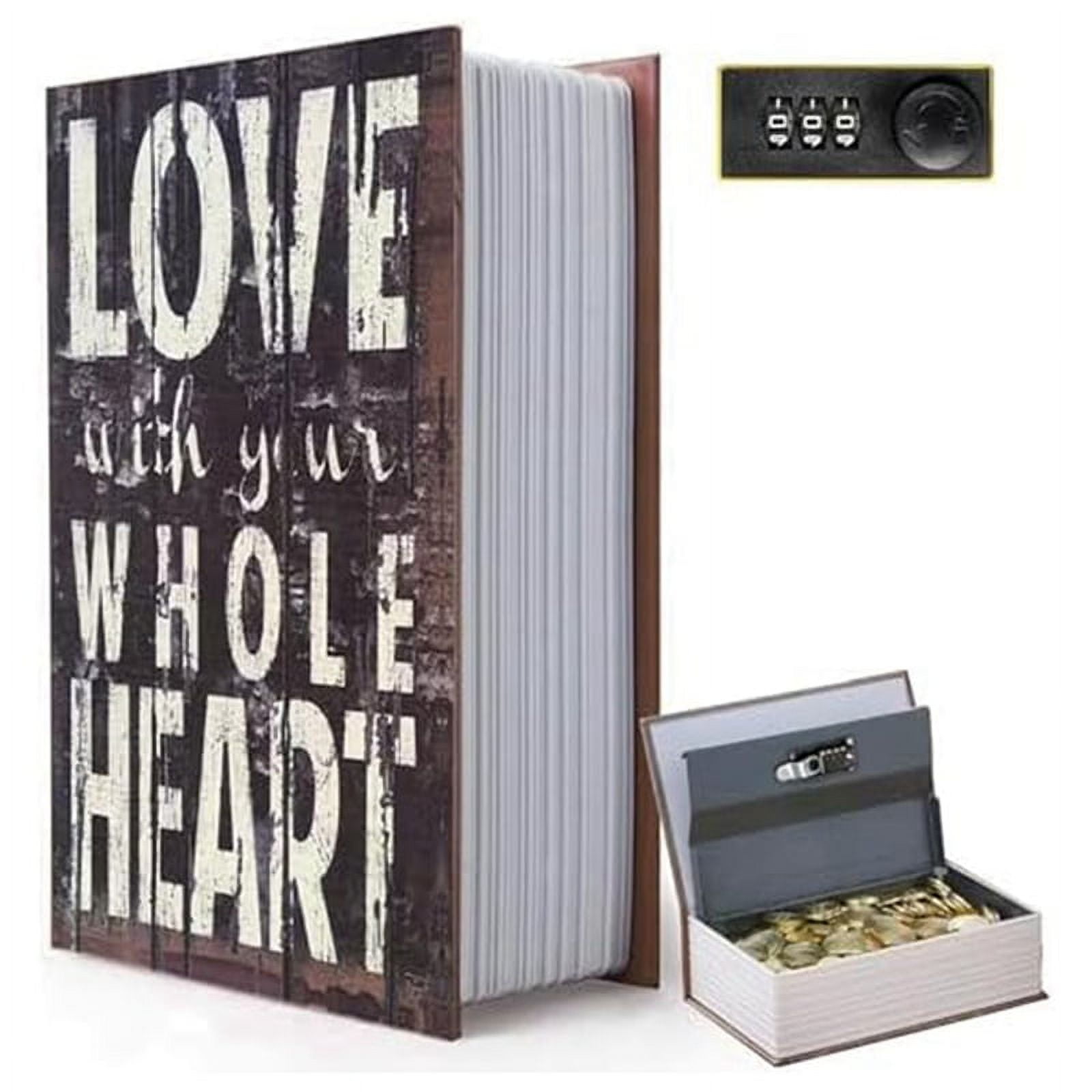 Decorative Book Safe Box with Key Lock, Vintage Faux Hidden for ...