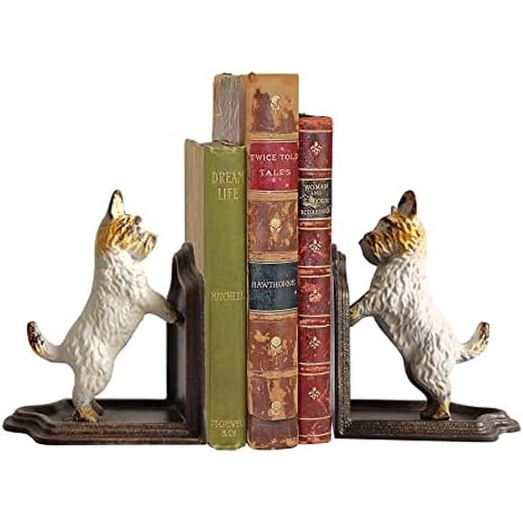 Decorative Bookends - Cast Iron Dogs Sculptural Bookend Pair - Heavy Duty Dog Statue, Vintage Shelf Dcor$$Home Decor, Kitchen, & Other