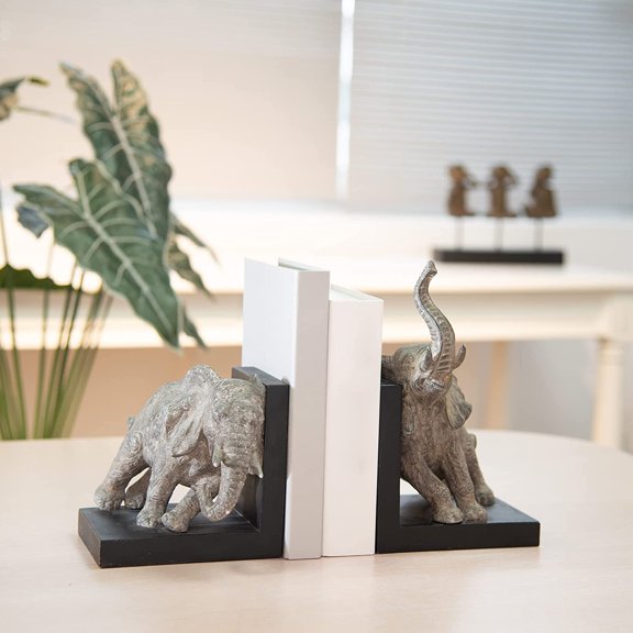 Decorative-Bookends Elephant Book-Ends Heavy Duty - Book Stoppers for Home Office School 5.34 LBS 11.8 * 7.9 * 9.8 Inch$$
