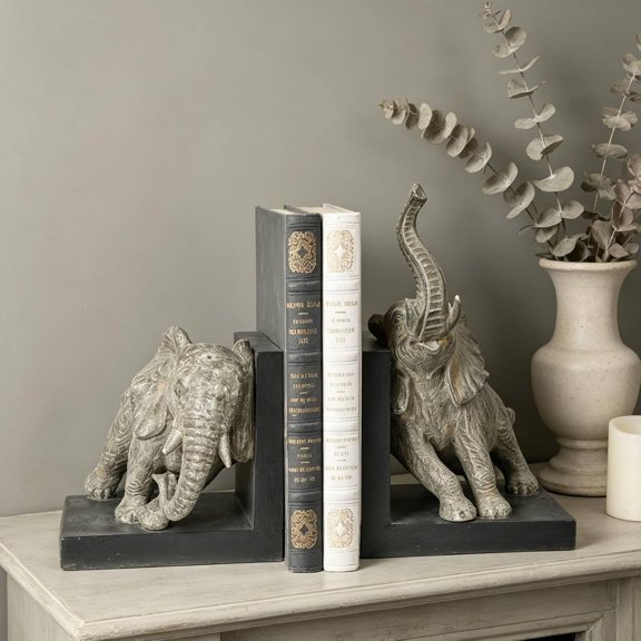 Decorative-Bookends Elephant Book-Ends Heavy Duty - Book Stoppers for Home Office School