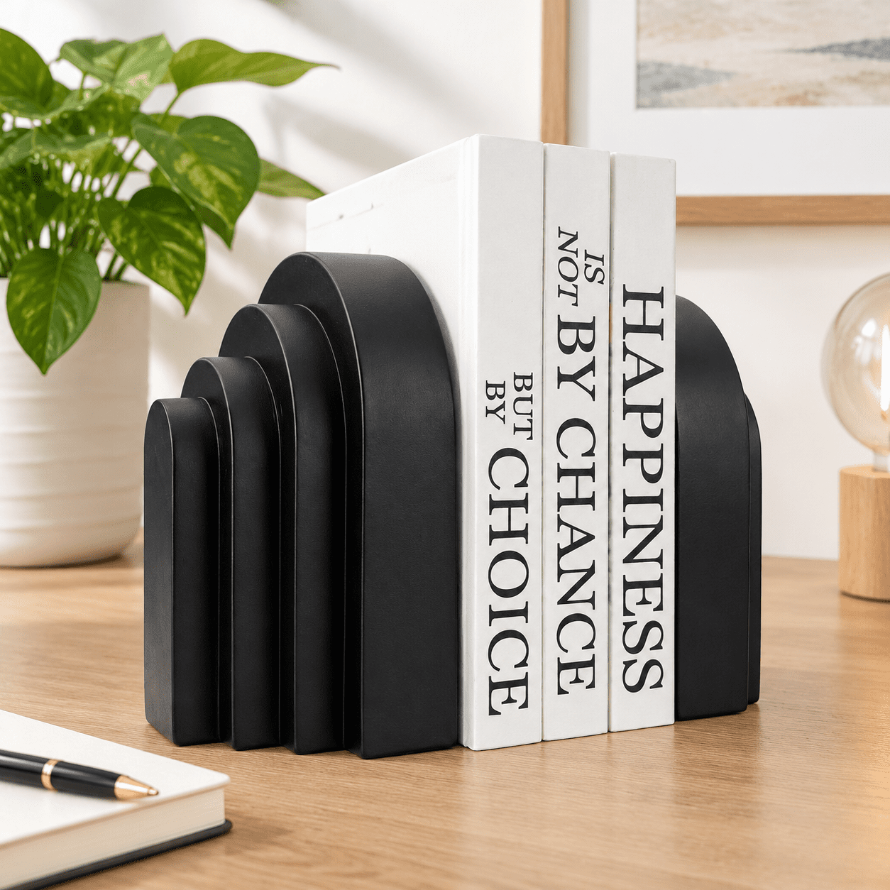 Decorative Bookends for Heavy Books, Matte Black (Smooth Texture ...