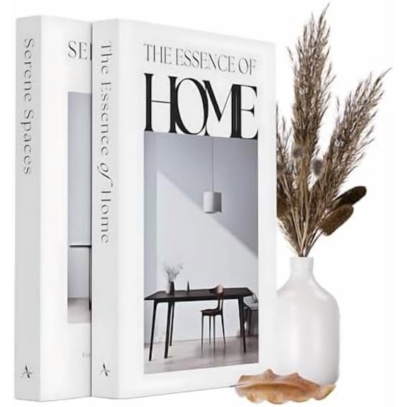 Decorative Books  Set of 2 Fake Books with Real Pages  Neutral Aesthetic Decor for Shelves, Coffee Tables, Entryway & Console Tables  Chic Rustic Home Decor Accent$$Art & Craft