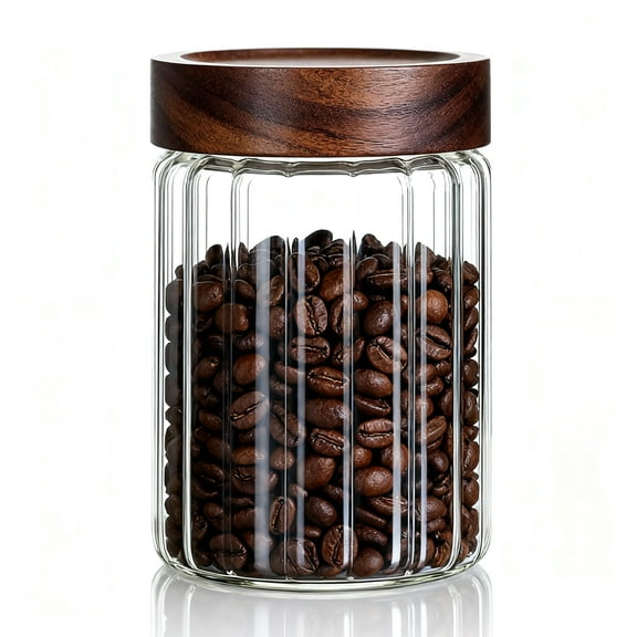 Decorative Borosilicate Glass Jar with Airtight Wooden Lid (1, Clear - Wood Lid, 28 oz/850ml)