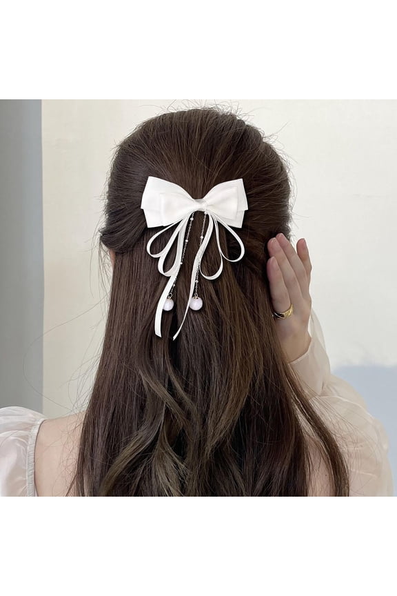 Decorative Bow Hair Clip with Elegant Tassel and Ribbon Accent Sweet and Feminine Hair Accessory for Everyday Styling and Special Occasions Fairy-Inspired Hairpin for Hairstyle Enhancement