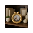 thumbnail image 1 of Decorative Bow on Round Photo Frame - Stylish Picture Frame with Detailing Border for Tabletop and Living Room Wall Accent - Versatile Frame for Bedroom, Entryway, or Gallery Wall Style - 7", Gold, 1 of 11