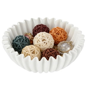 Decorative Bowl, Ruffle Bowl with French Wave Design, Fruit & Key Organizer, Elegant Table Centerpiece for Kitchen, Entryway, Shelf & Coffee Table, Stylish Home Decor Accent
