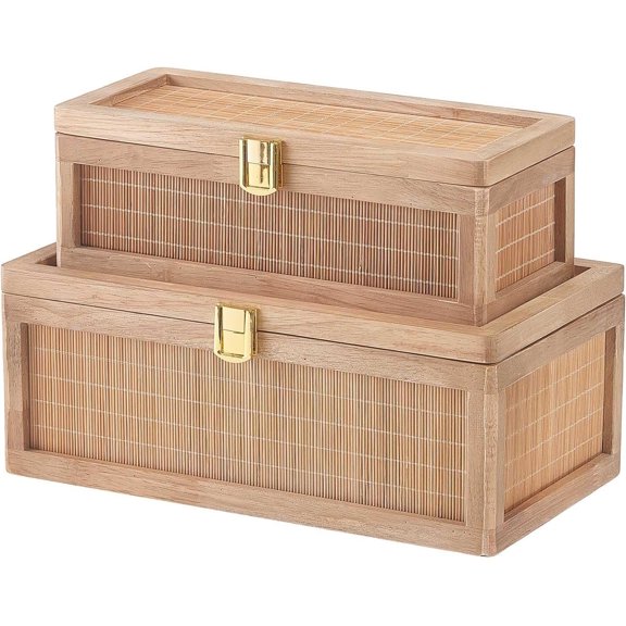 Decorative Box with , Decorative Boxes Set of 2, Boho Wedding Box, Memory Box with Lid for Crafts, trinkets and Photo Storage