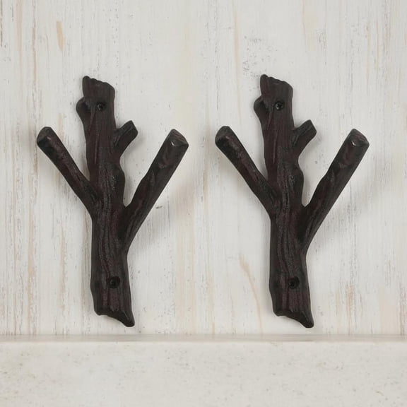 Decorative Branch Cast Iron Wall Hooks/Hanger/Heavy Duty Home Storage Rack (Brown)