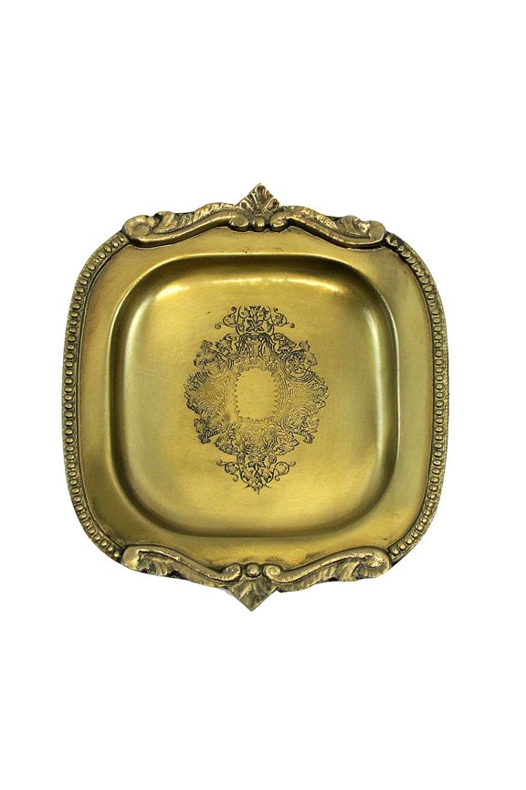 Decorative Brass Coin Change Tray Ring Jewelry Trinket Dish Vintage Vanity Home Decor