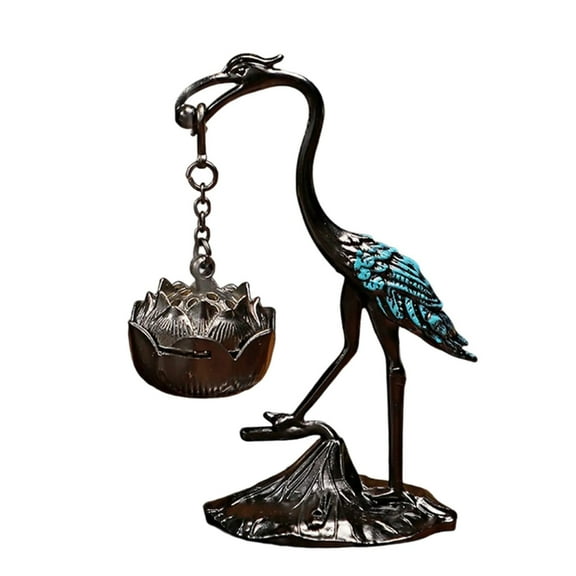 Decorative Bronze Finish Hanging Incenses Holders with Cranes Figurine Metal Incenses Burners for Elegant Homes Decors