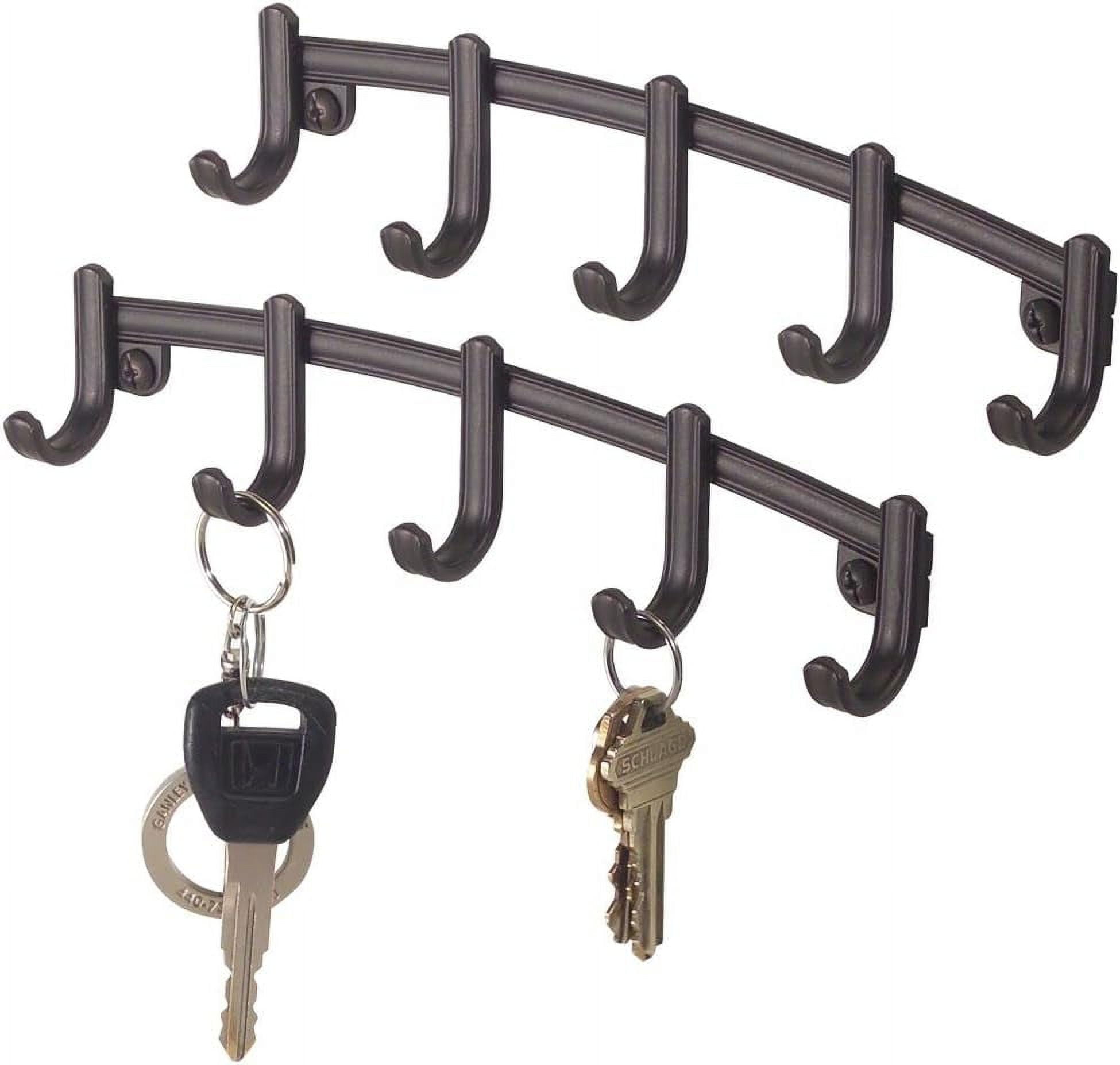 Bronze Metal Wall-Mount Key Holder with 5 Hooks, 2 Pack