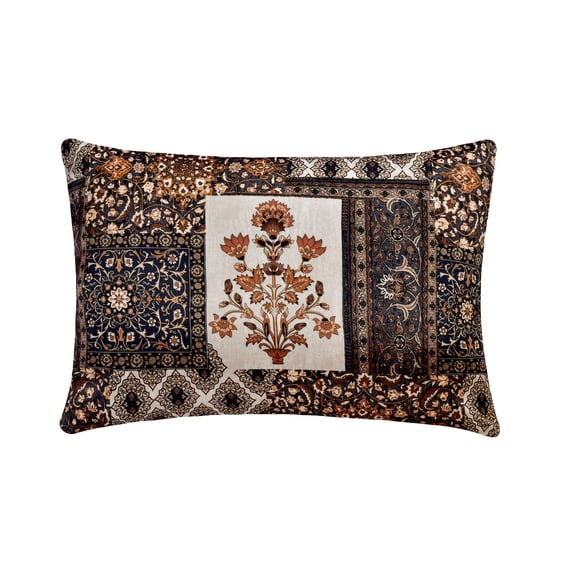 Decorative Brown 12"x14" (30x35 cm) Lumbar Pillow Cover, Satin Printed Oblong Pillow, Abstract Pattern Contemporary Style - Meher