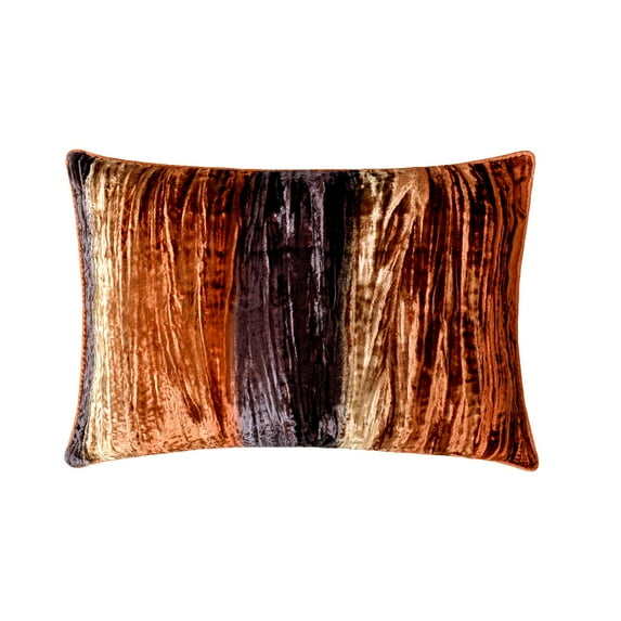 Decorative Brown 12"x24" (30x60 cm) Lumbar Pillow Cover, Velvet Ombre & Wringled Velvet Oblong Pillow, Ombre Pattern Modern Style - Ombre Play
