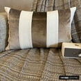 thumbnail image 1 of Decorative Brown 12"x26" (30x65 cm) Lumbar Pillow Cover, Velvet & Linen Patchwork Oblong Pillow, Striped Pattern Modern Style - Swathe Brown, 1 of 10