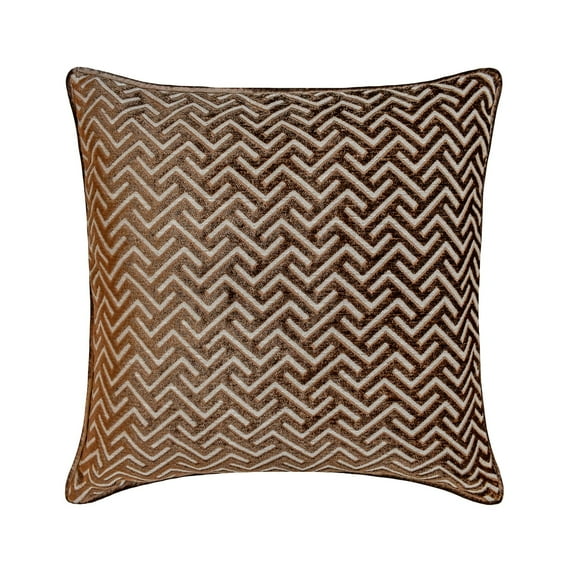 Decorative Brown 18"x18" (45x45 cm) Throw Pillows, Velvet Chevron Throw Pillows For Couch, Geometric Pattern Modern Style - Chevron Locked